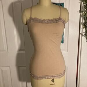 Tan lace trim cami top